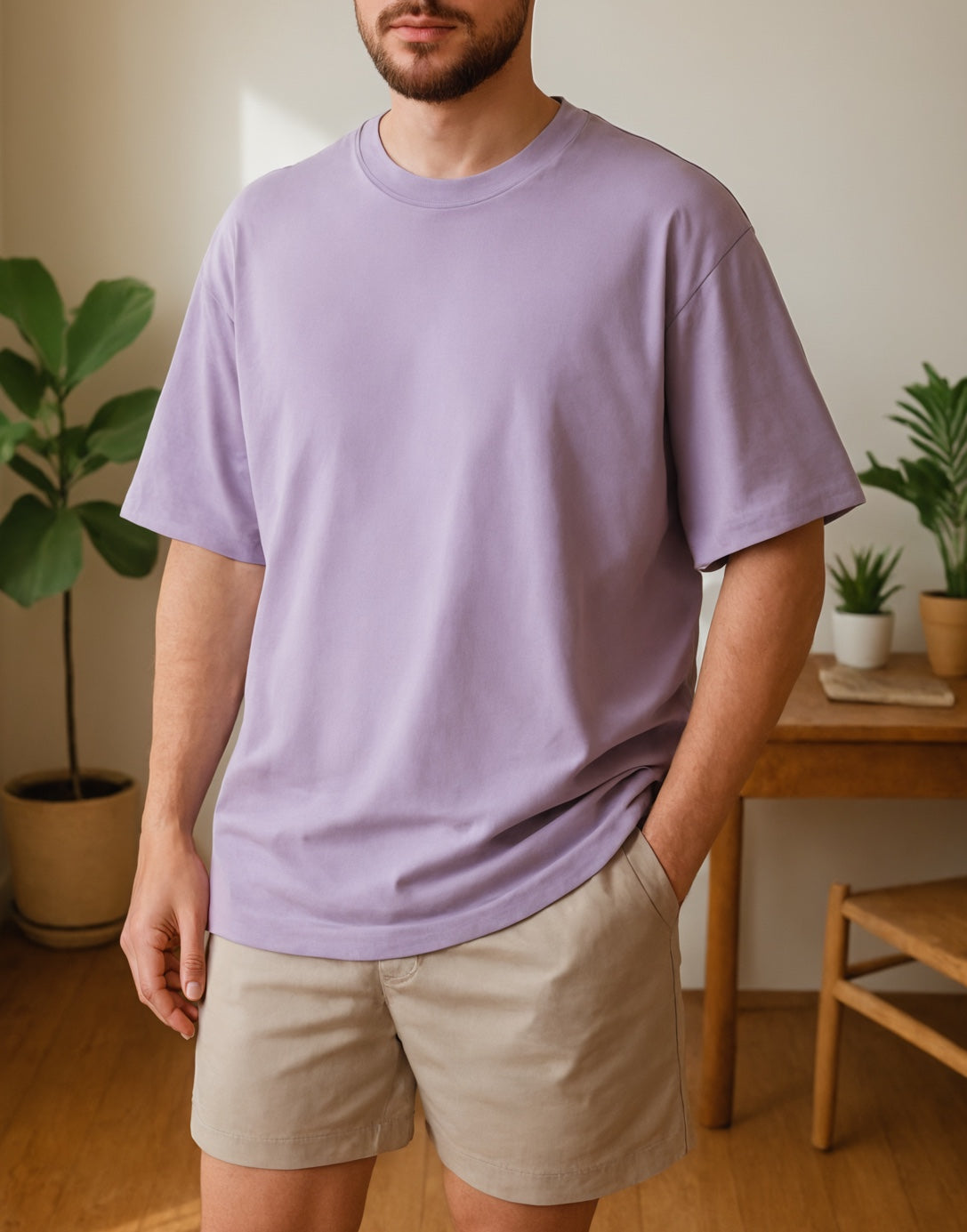 Side view of Mens Oversized T-Shirt.