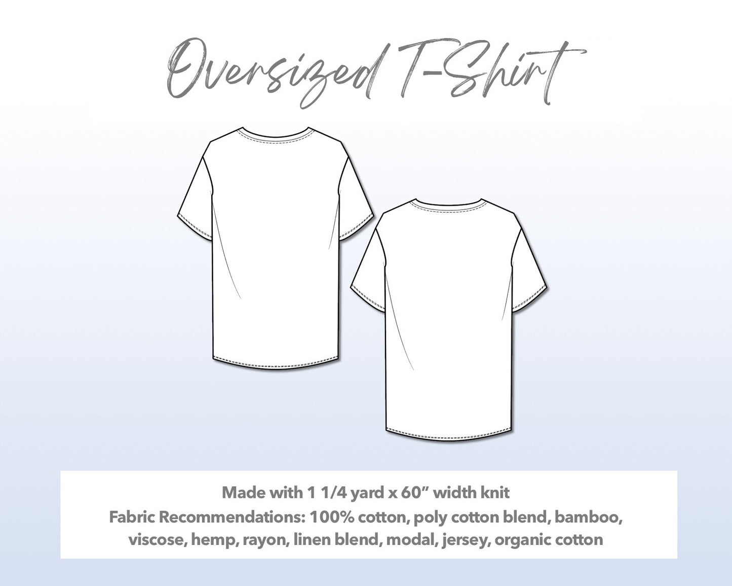 Illustration and detailed description for Mens Oversized T-Shirt sewing pattern.