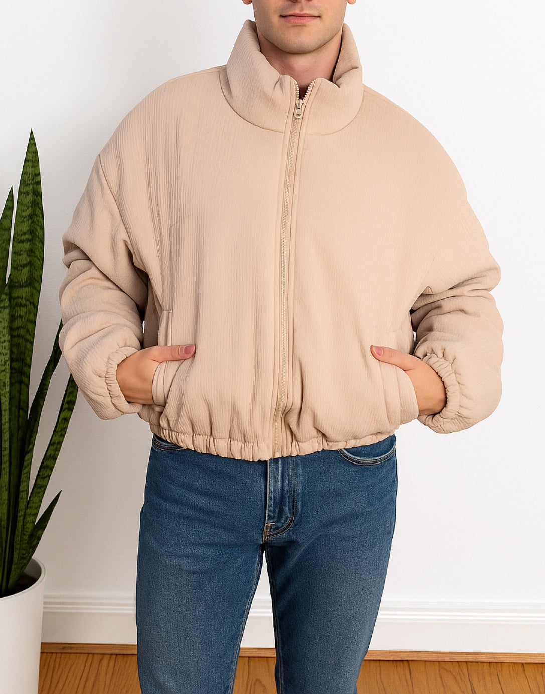 Front view of Mens Puffer Jacket.