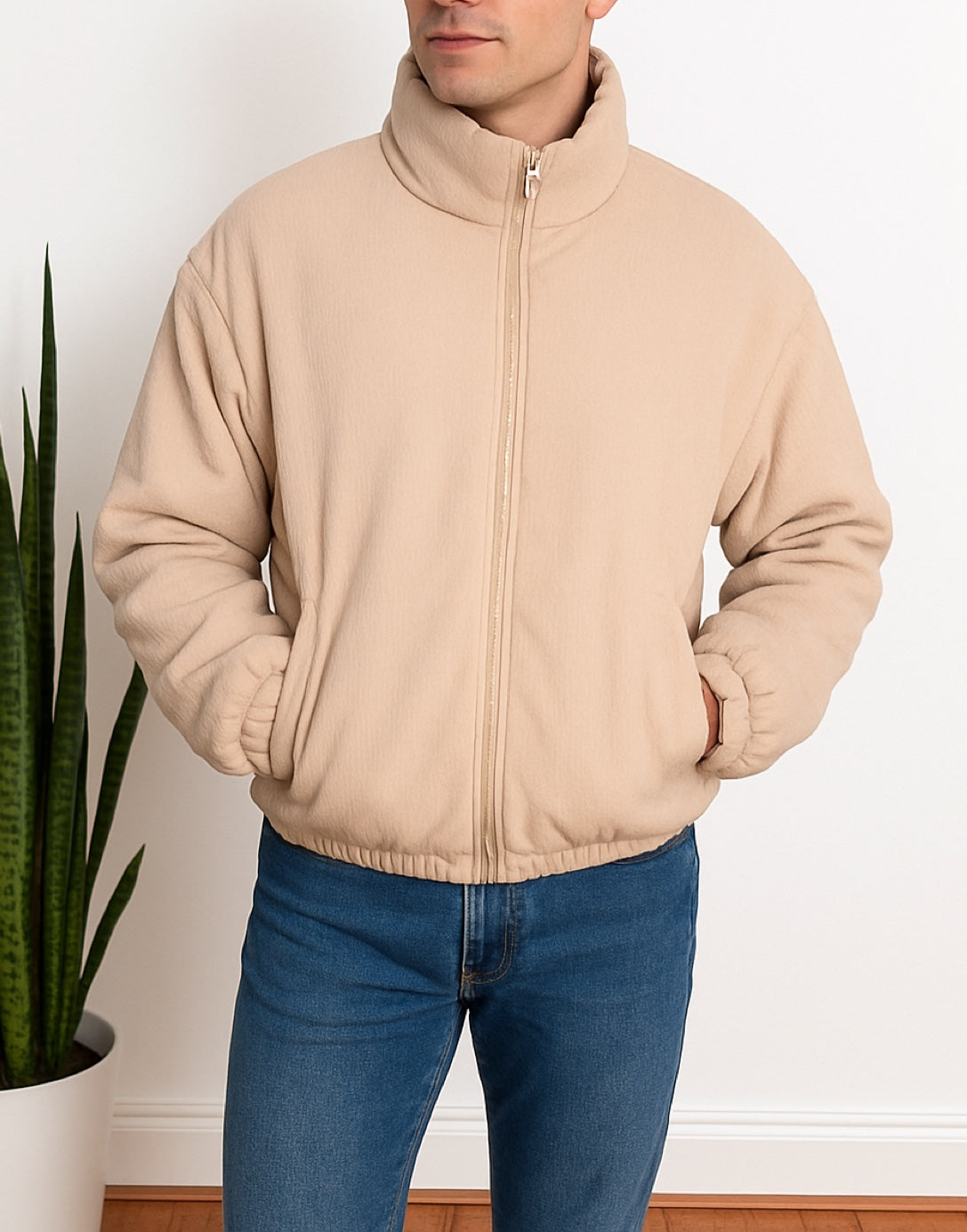 Side view of Mens Puffer Jacket.