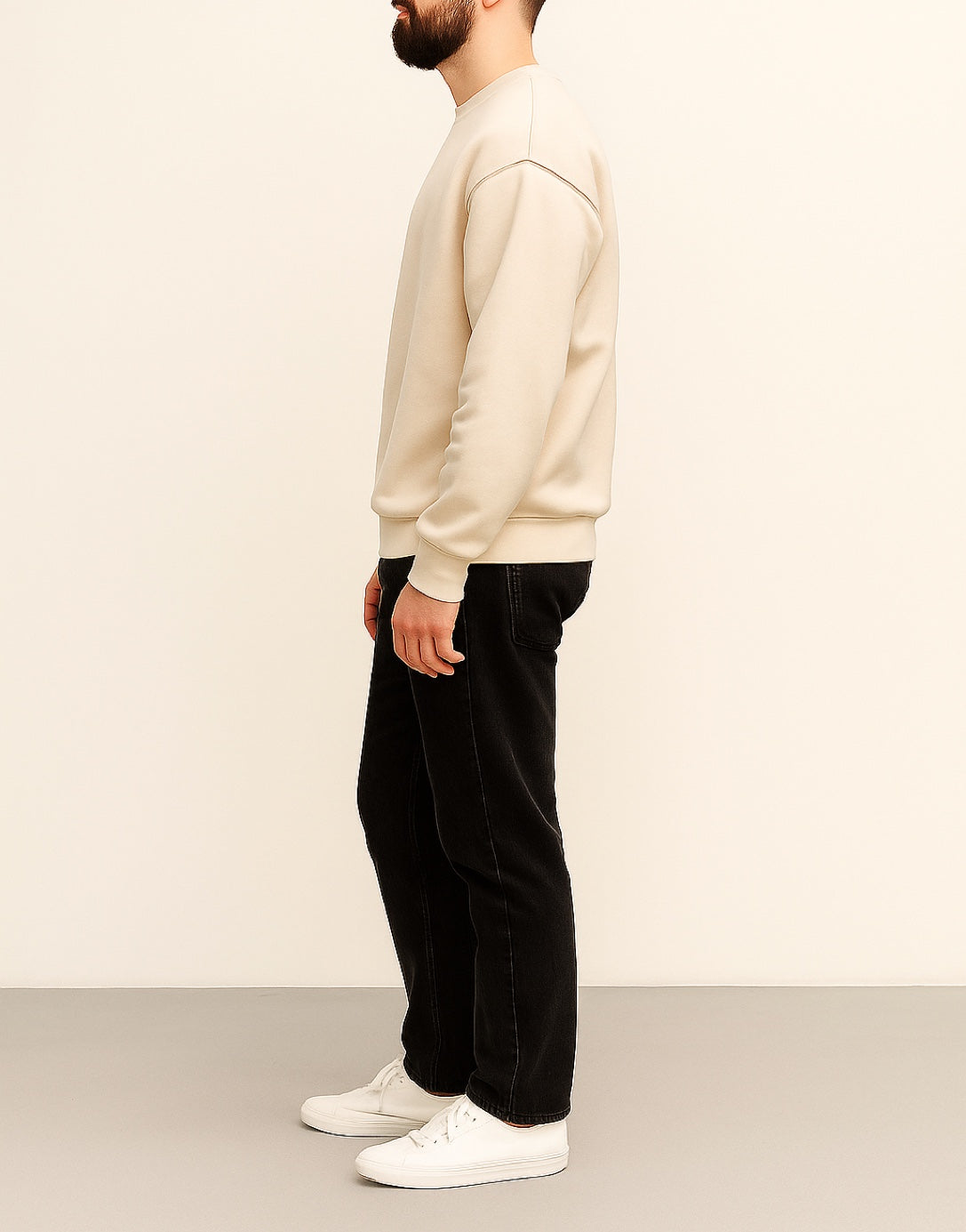 Side view of Mens Classic Sweatshirt.