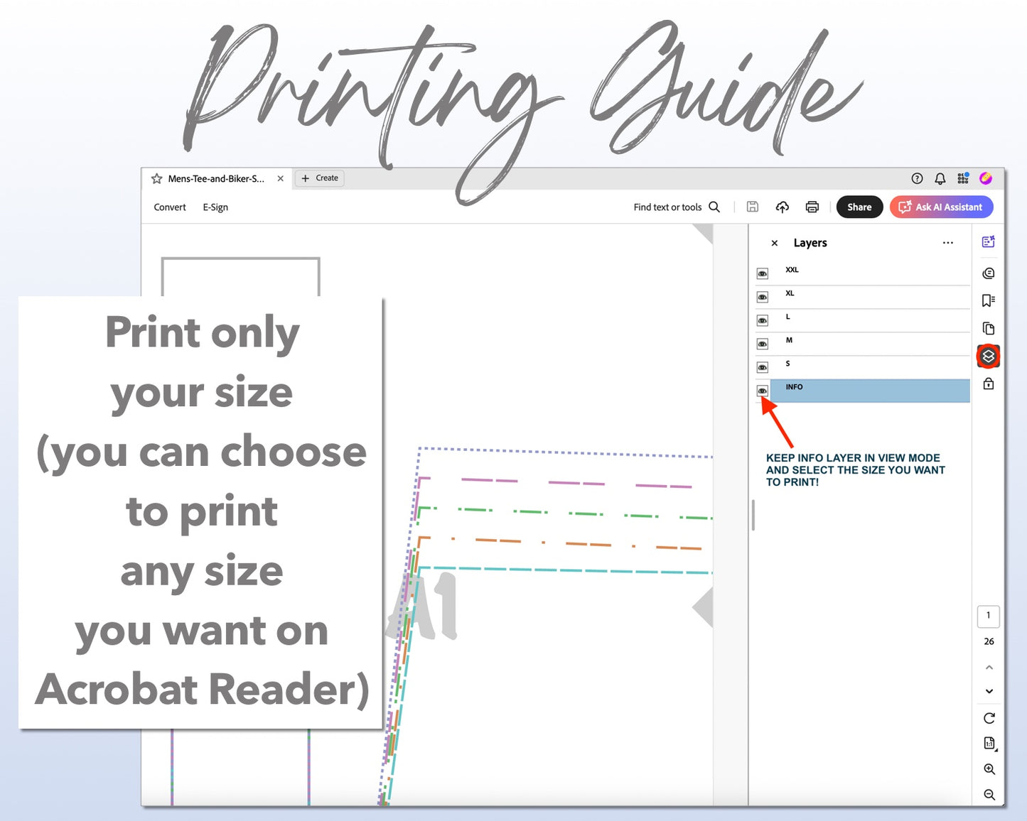 Mens Tee and Biker Shorts Set sewing pattern printing guide.