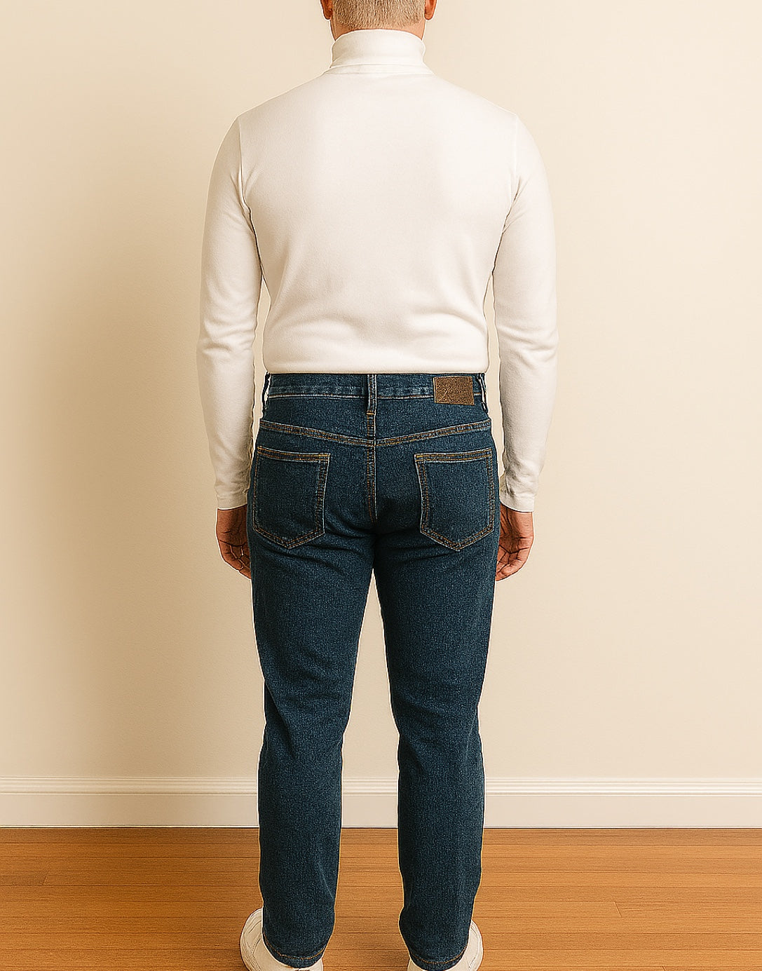 Back view of Mens Turtleneck Long Sleeve Top.