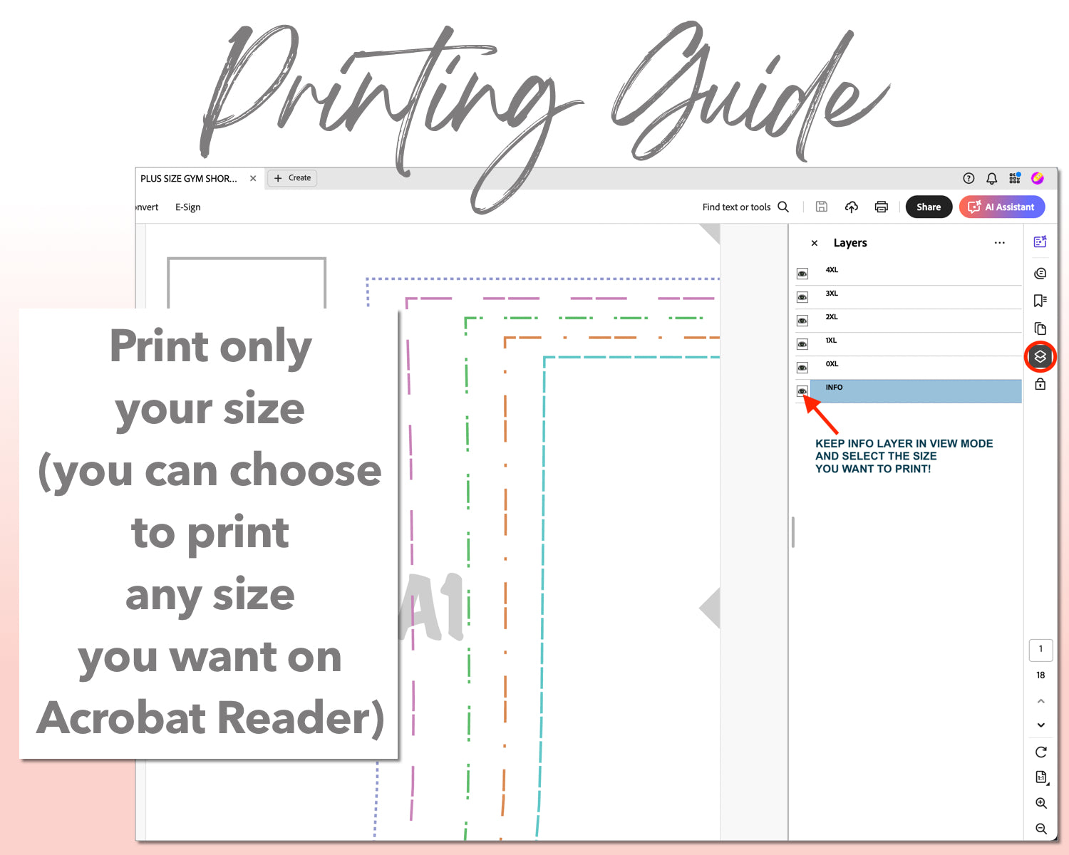 Plus Size Gym Shorts sewing pattern printing guide.