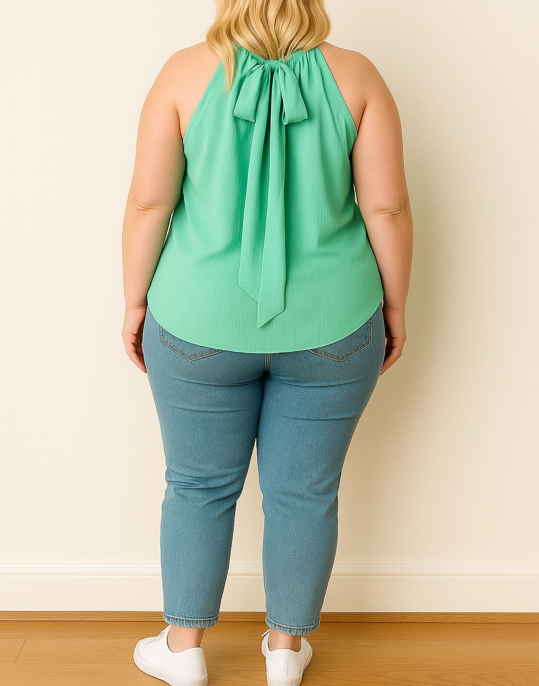 Back view of Plus Size Halter Top.