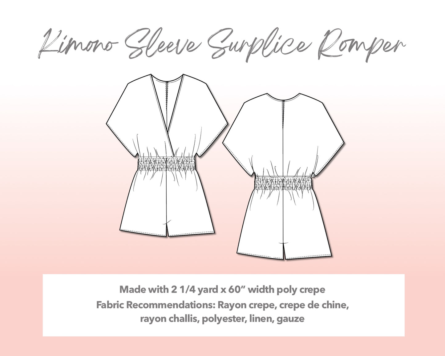 Plus Size Kimono Sleeve Surplice Romper Sewing Pattern