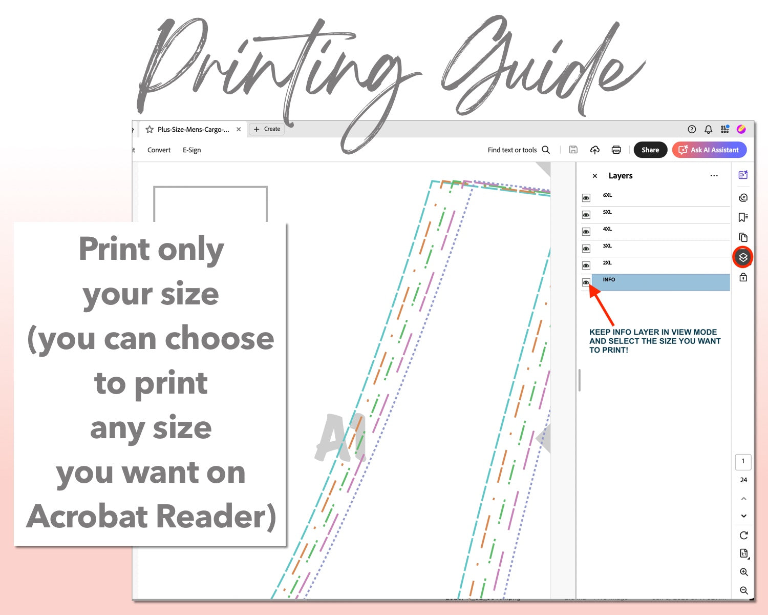 Plus Size Men Cargo Pocket Vest sewing pattern printing guide.