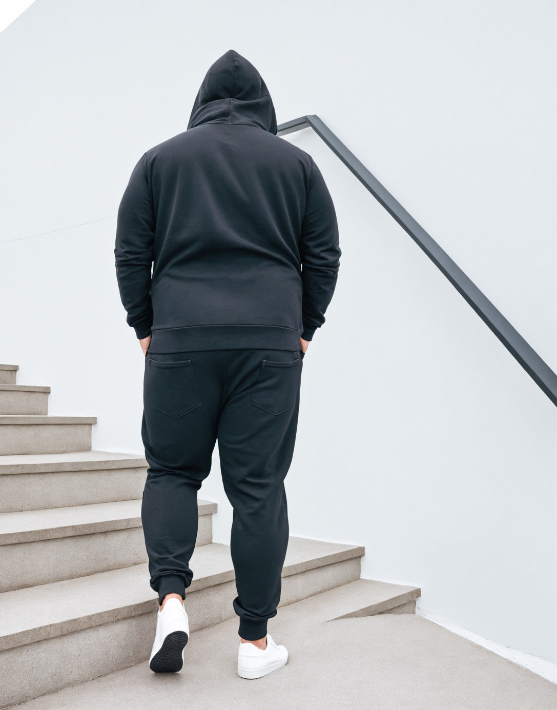 Back view of Plus Size Mens Classic Hoodie.