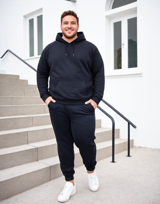 Front view of Plus Size Mens Classic Hoodie.