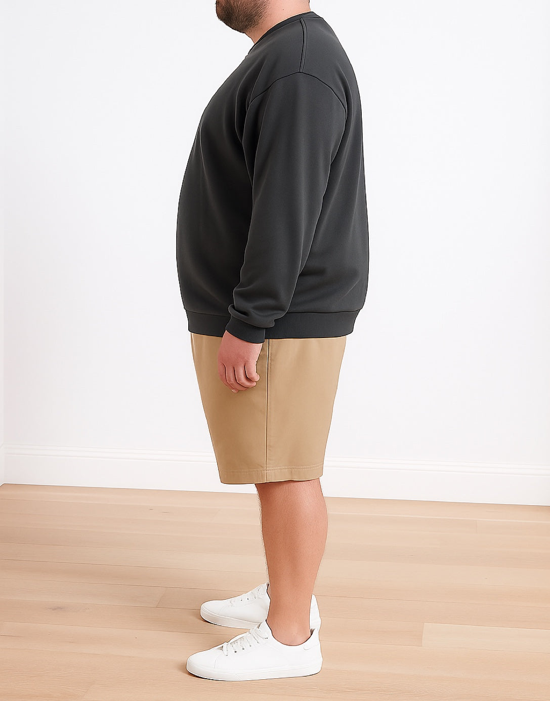 Side view of Plus Size Mens Classic Sweatshirt.