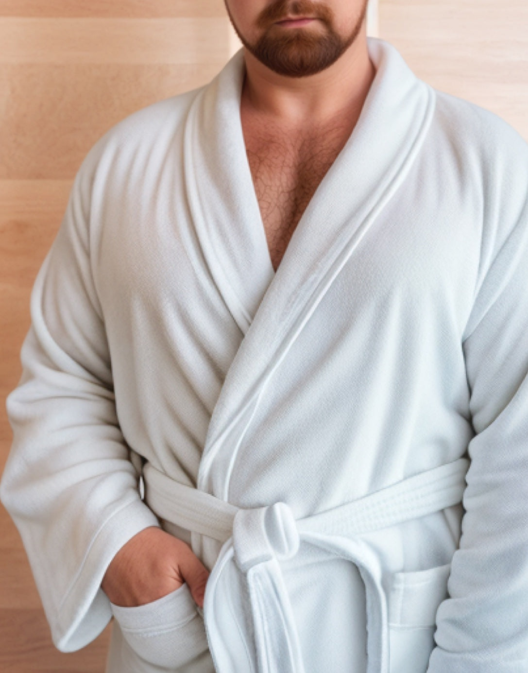 Front view of Plus Size Mens Bathrobe.