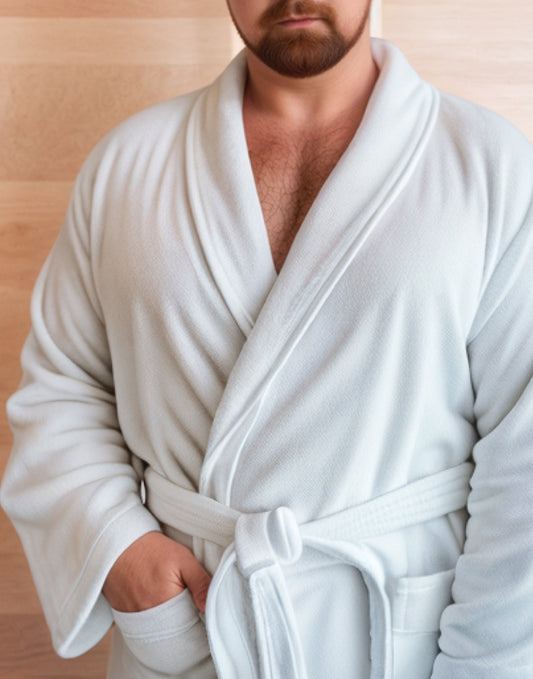 Front view of Plus Size Mens Bathrobe.