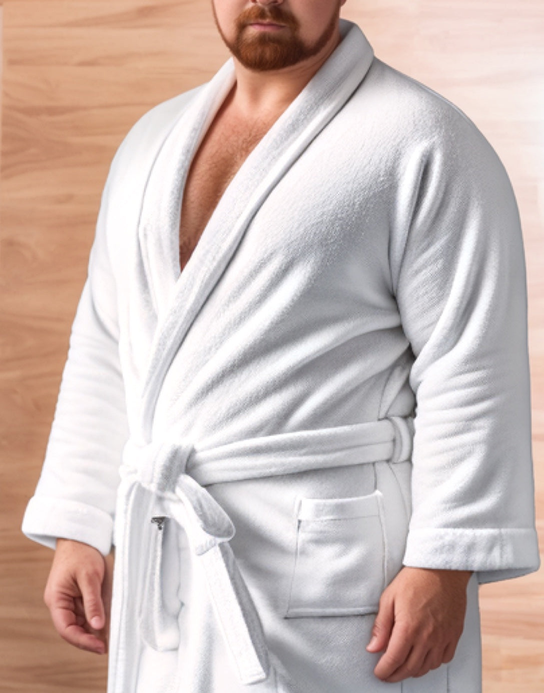 Side view of Plus Size Mens Bathrobe.
