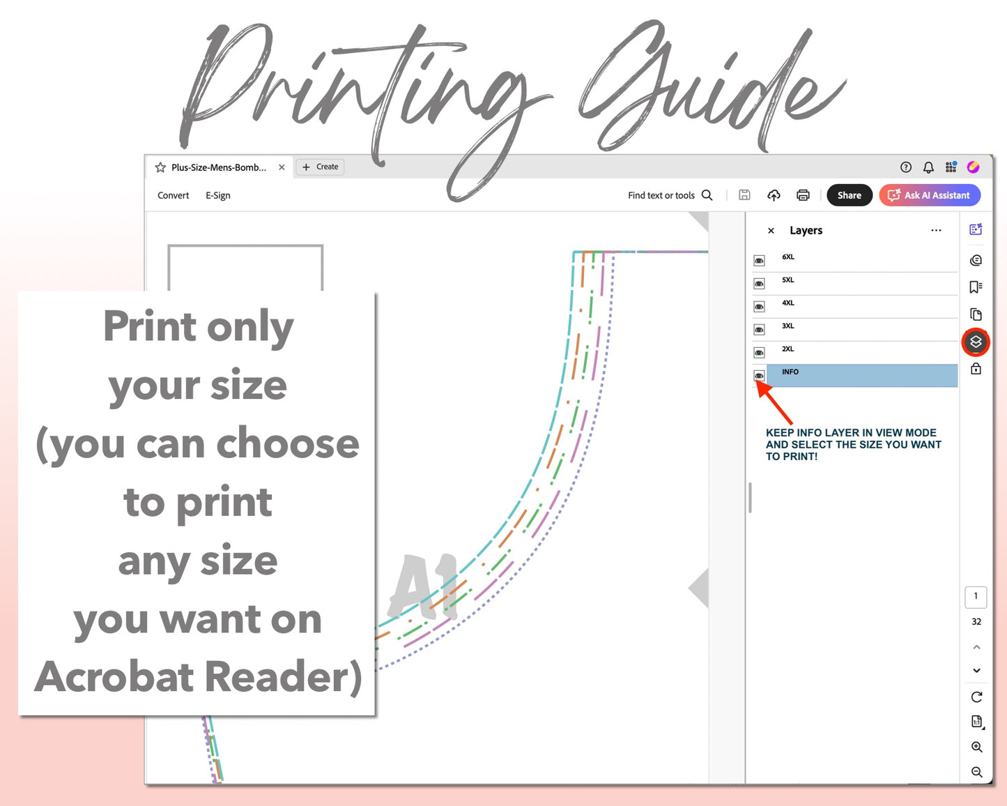 Plus Size Mens Bomber Jacket sewing pattern printing guide.