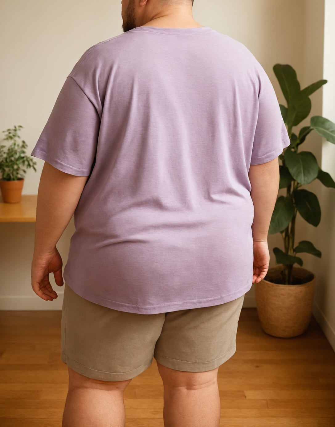 Back view of Plus Size Mens Oversized Longline Tee.