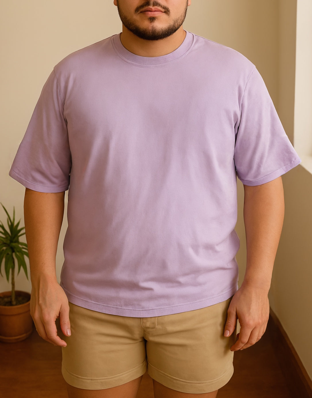Front view of Plus Size Mens Oversized Longline Tee.