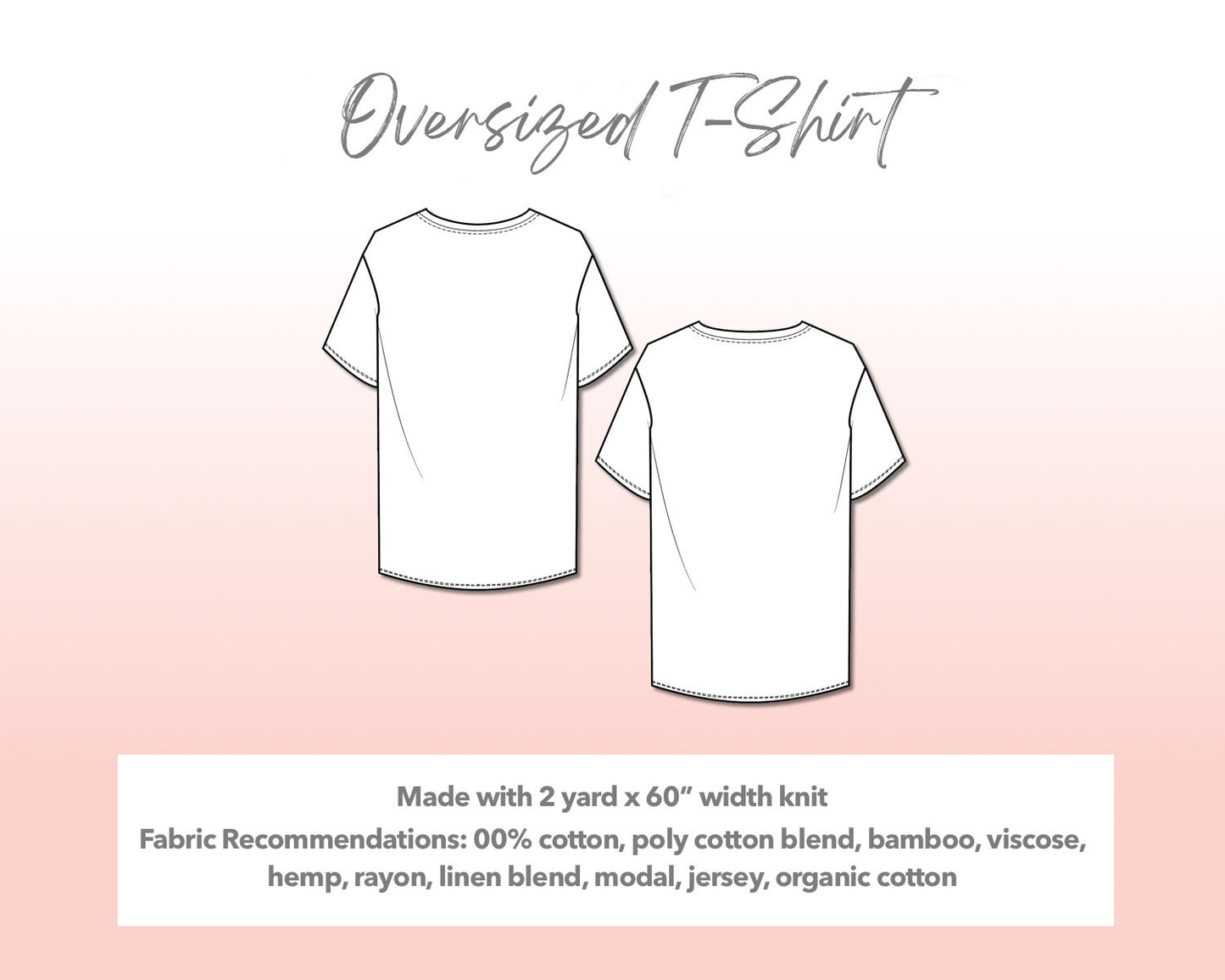 Illustration and detailed description for Plus Size Mens Oversized Longline Tee sewing pattern.