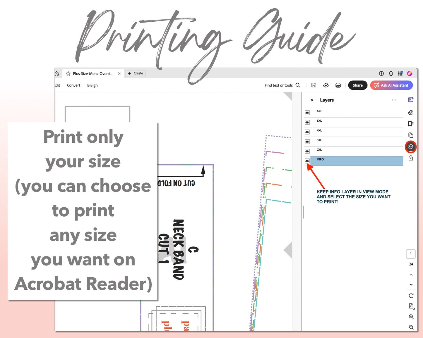 Plus Size Mens Oversized Longline Tee sewing pattern printing guide.