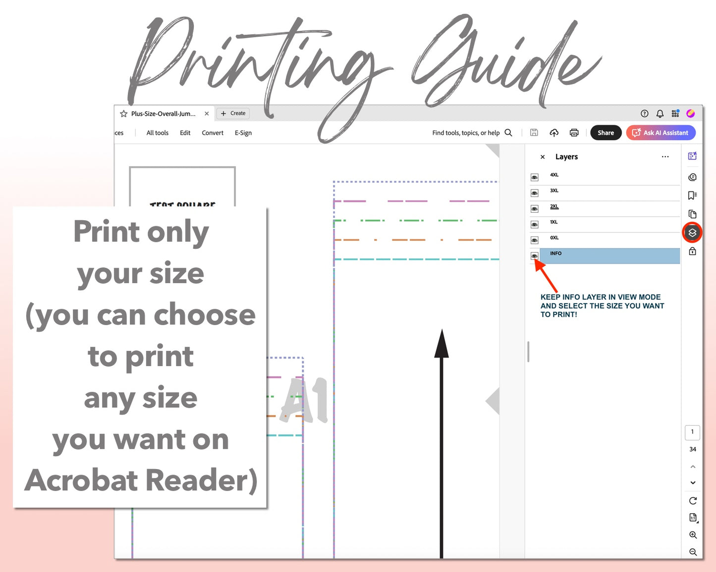 Plus Size Overall Jumpsuit sewing pattern printing guide.