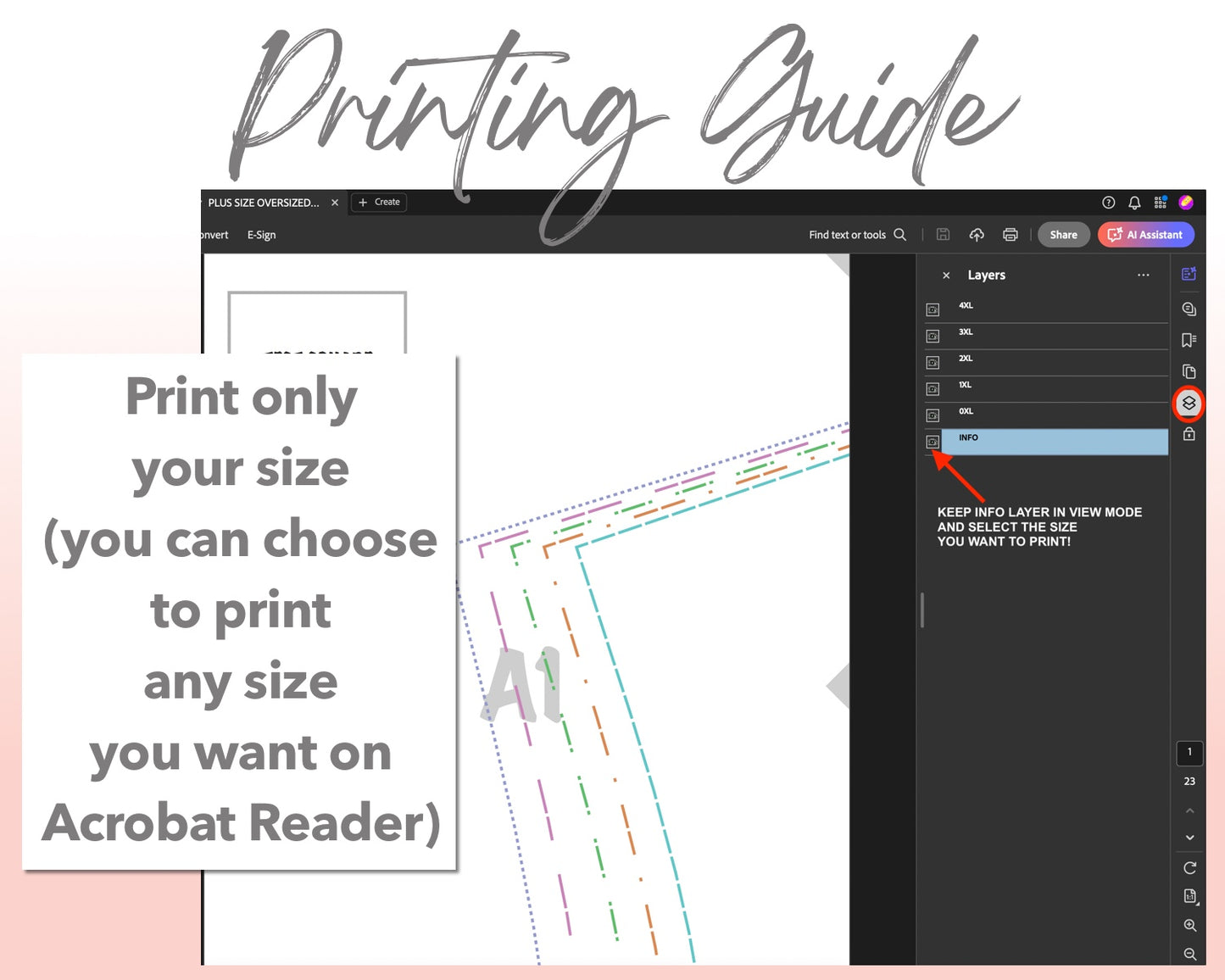 Plus Size Oversized Crew Neck T-Shirt sewing pattern printing guide.