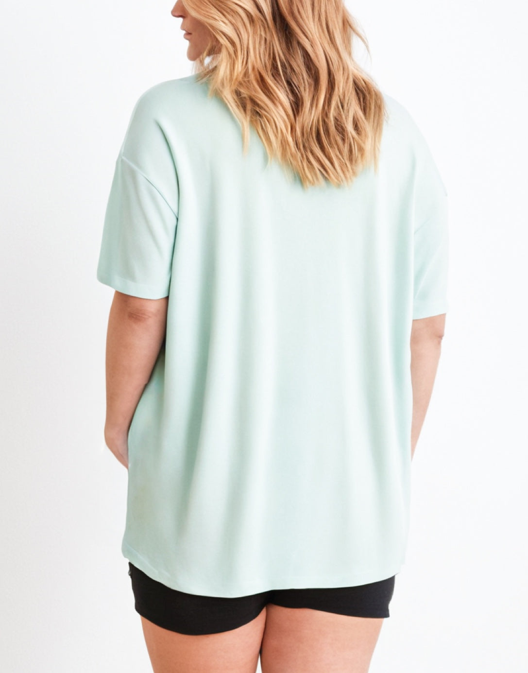 Back view of Plus Size Oversized Crew Neck T-Shirt.