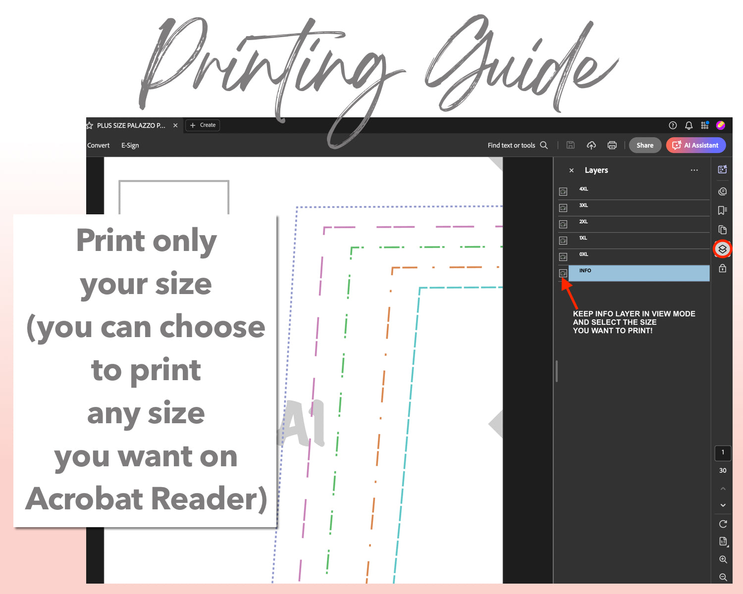 Plus Size Palazzo Pants sewing pattern printing guide.