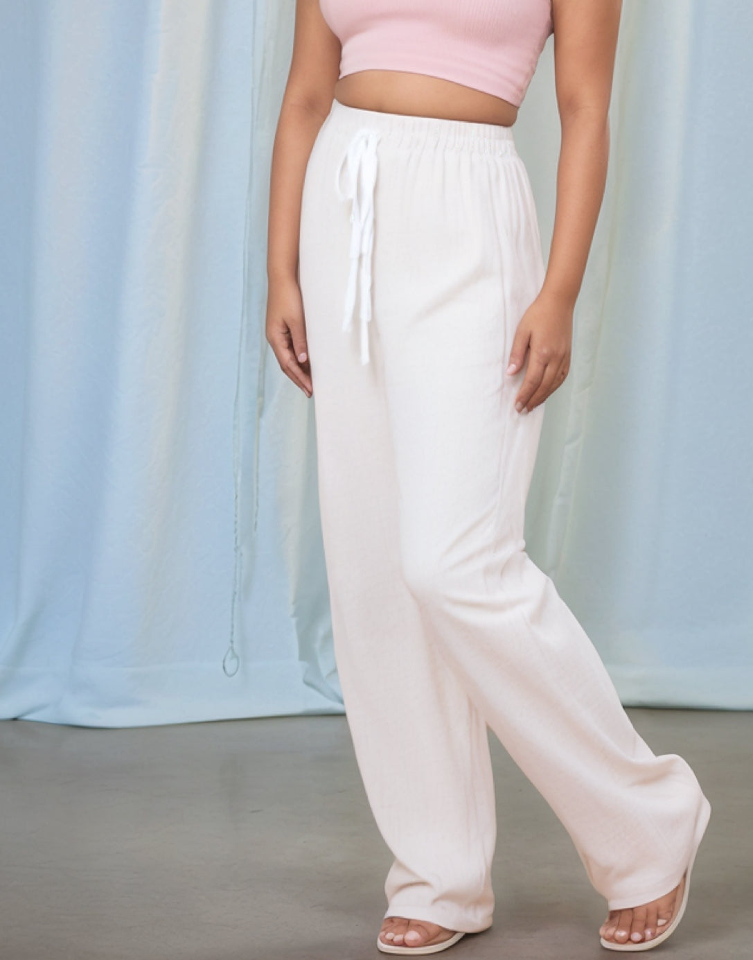 Side view of Plus Size Palazzo Pants.