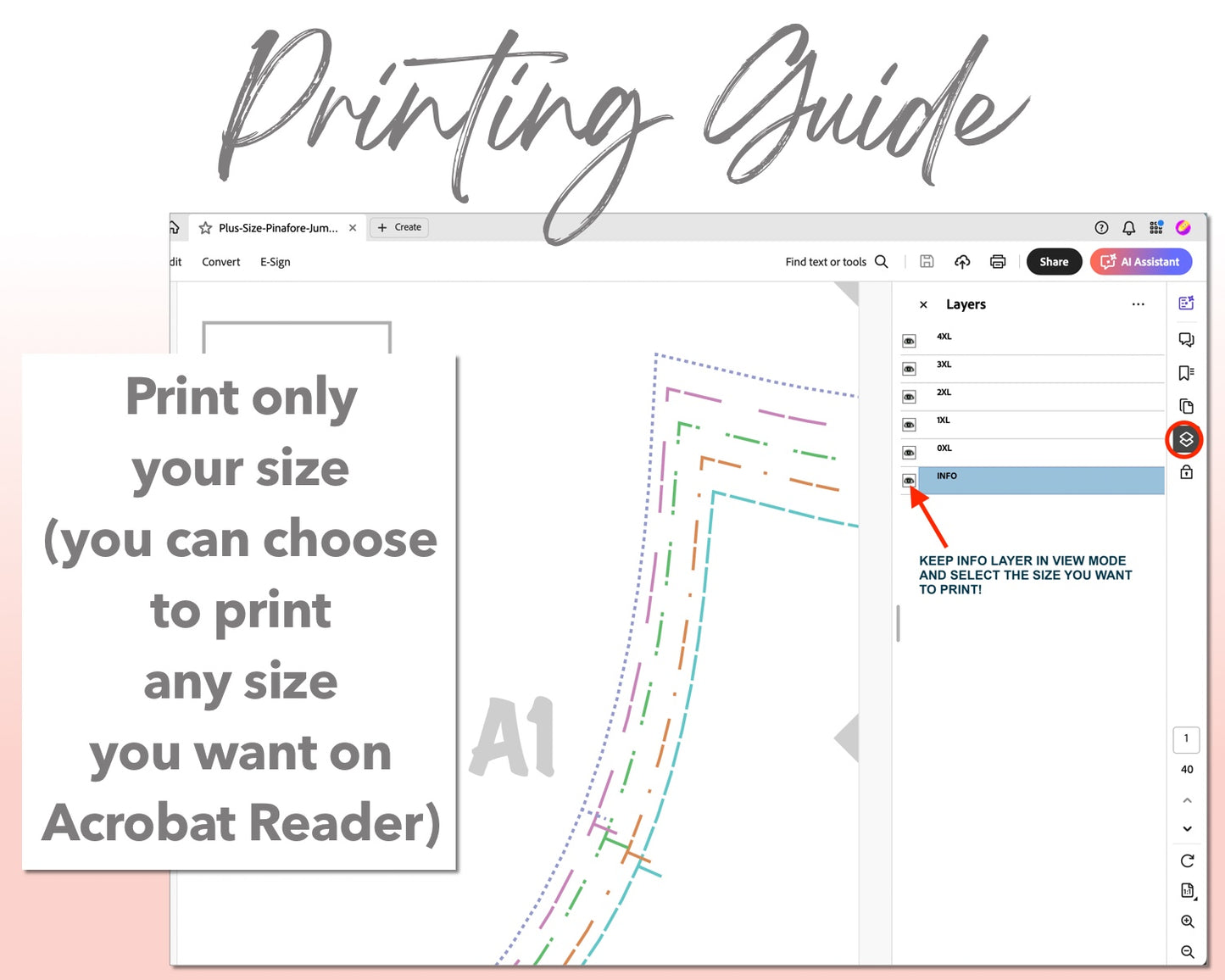 Plus Size Pinafore Jumpsuit sewing pattern printing guide.