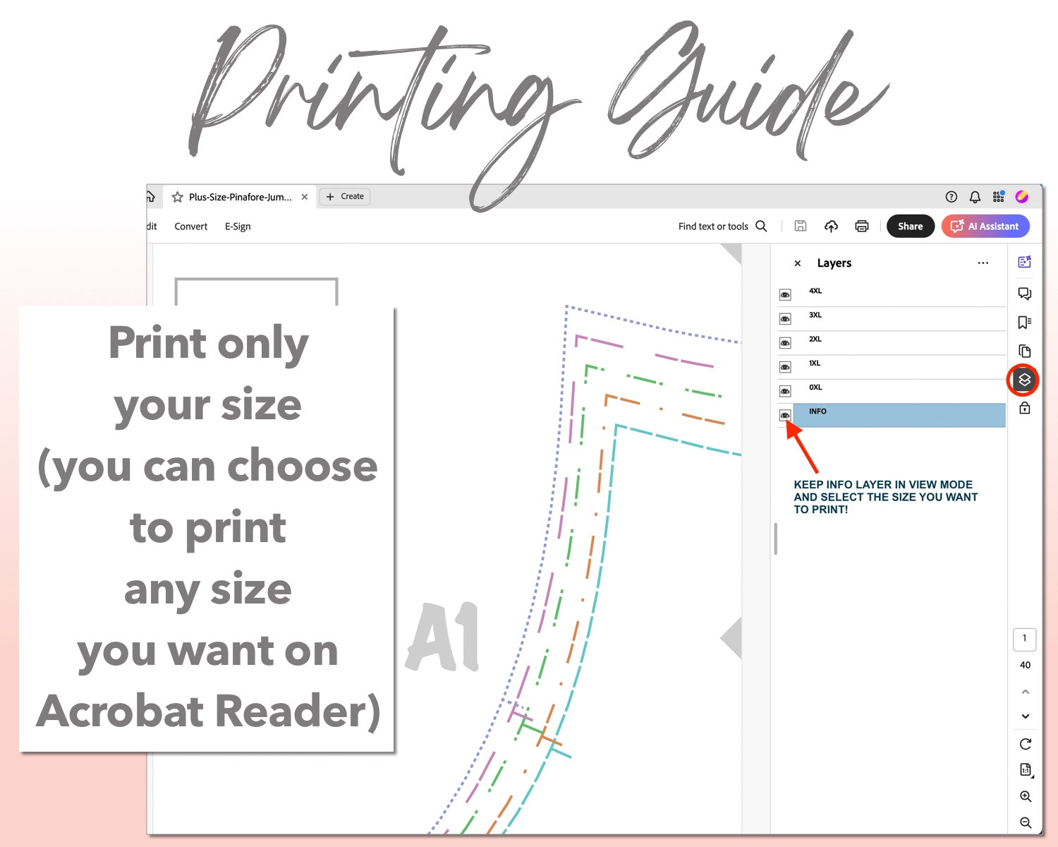 Plus Size Pinafore Jumpsuit sewing pattern printing guide.