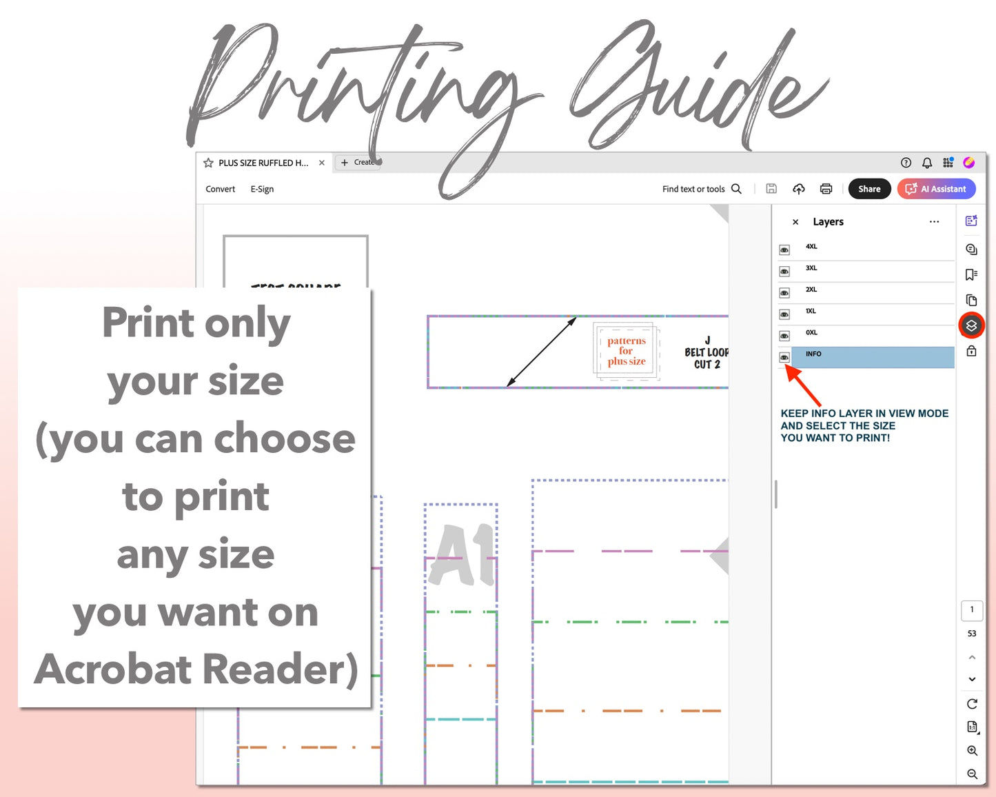Plus Size Ruffle Hem Wrap Mini Dress sewing pattern printing guide.
