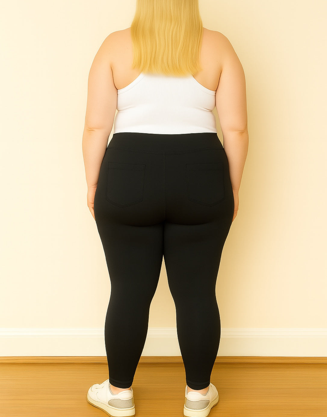 Back view of Plus Size Side Pocket Leggings.