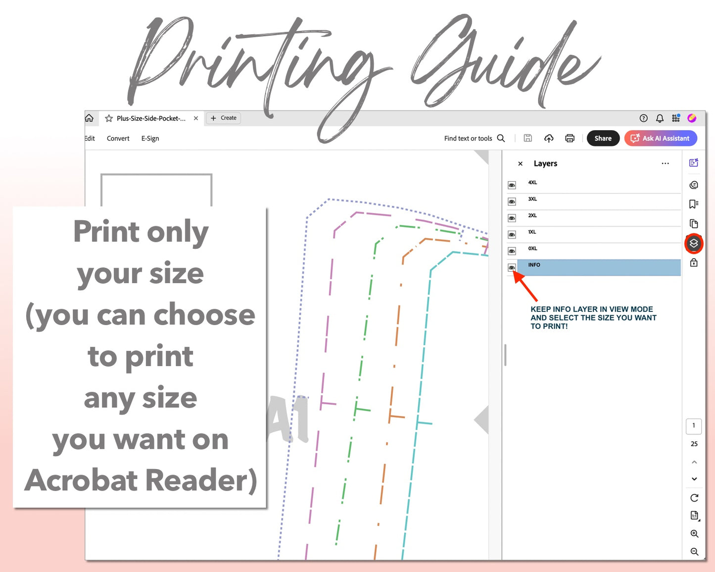 Plus Size Side Pocket Leggings sewing pattern printing guide.