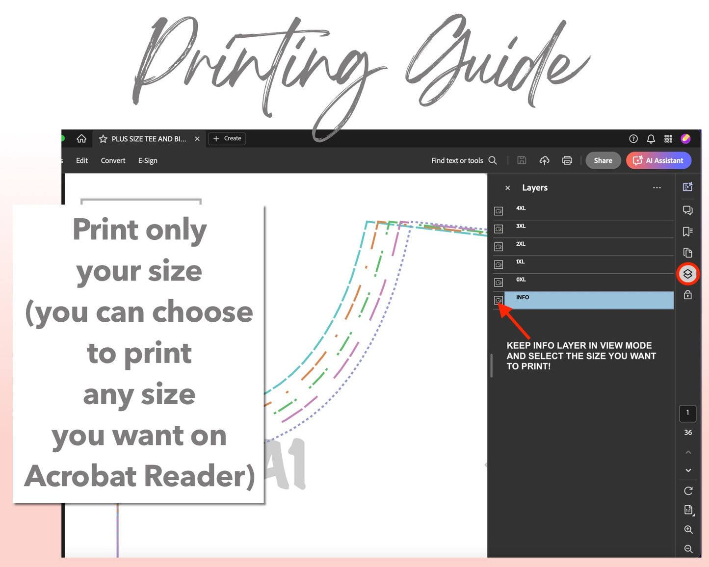 Plus Size Tee and Biker Shorts Set sewing pattern printing guide.