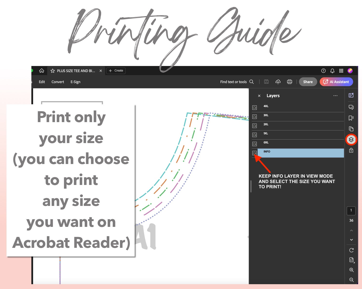 Plus Size Tee and Biker Shorts Set sewing pattern printing guide.