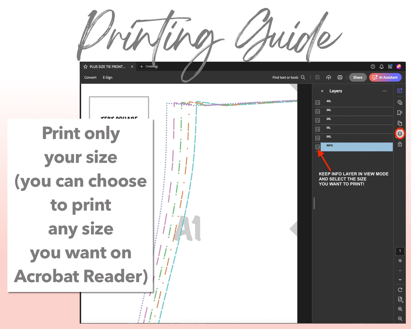 Plus Size Tie Front Easy Shorts sewing pattern printing guide.