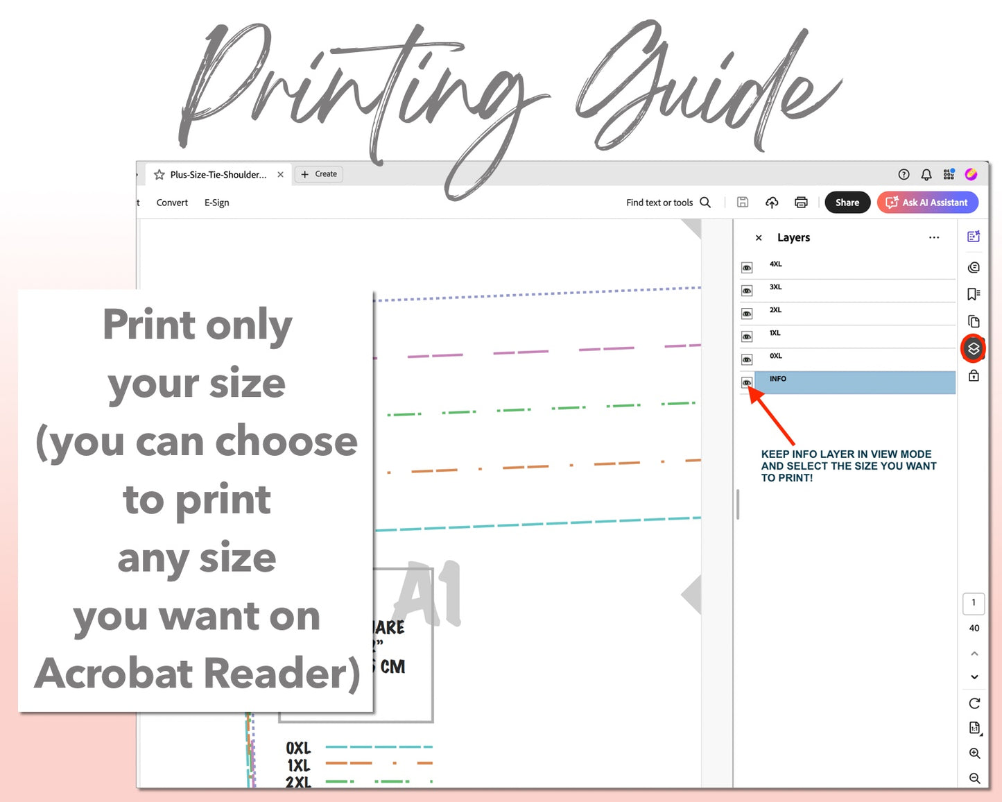 Plus Size Tie Shoulder Jumpsuit sewing pattern printing guide.