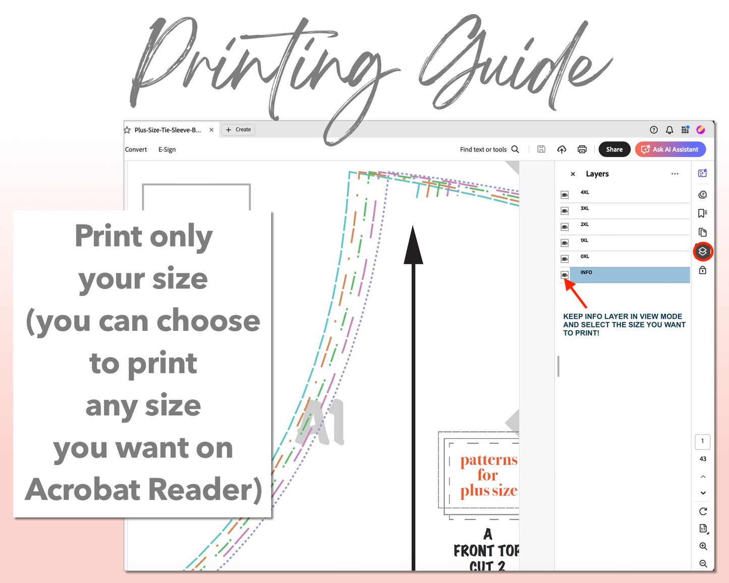 Plus Size Tie Sleeve Button Front Midi Dress sewing pattern printing guide.