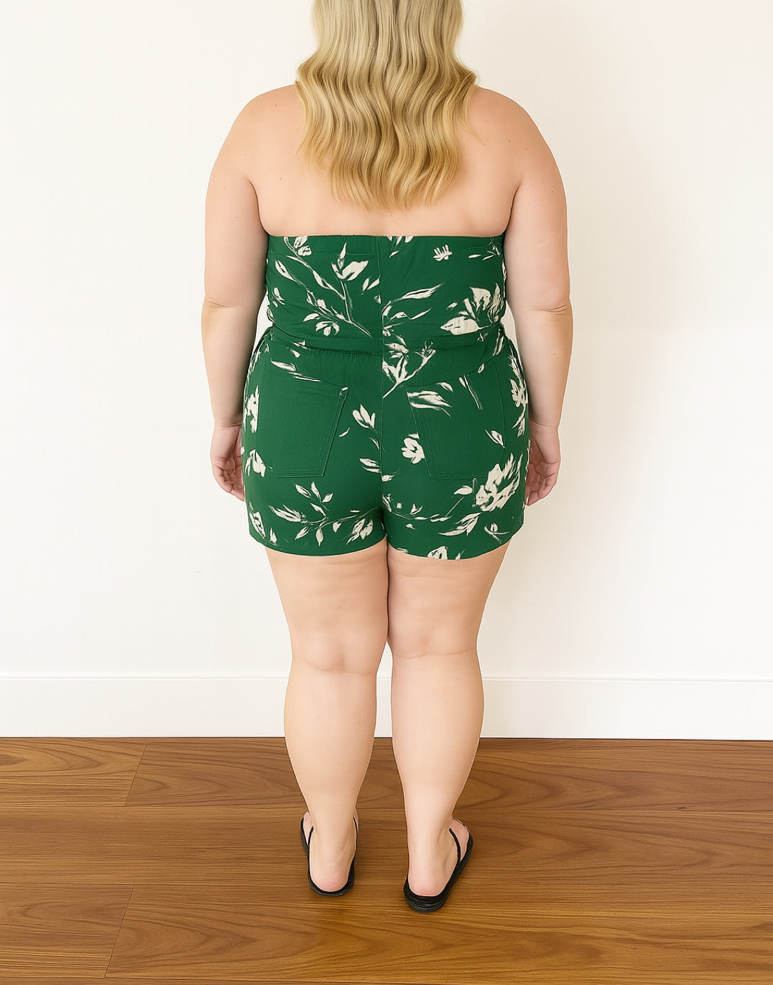 Back view of Plus Size Tube Romper.