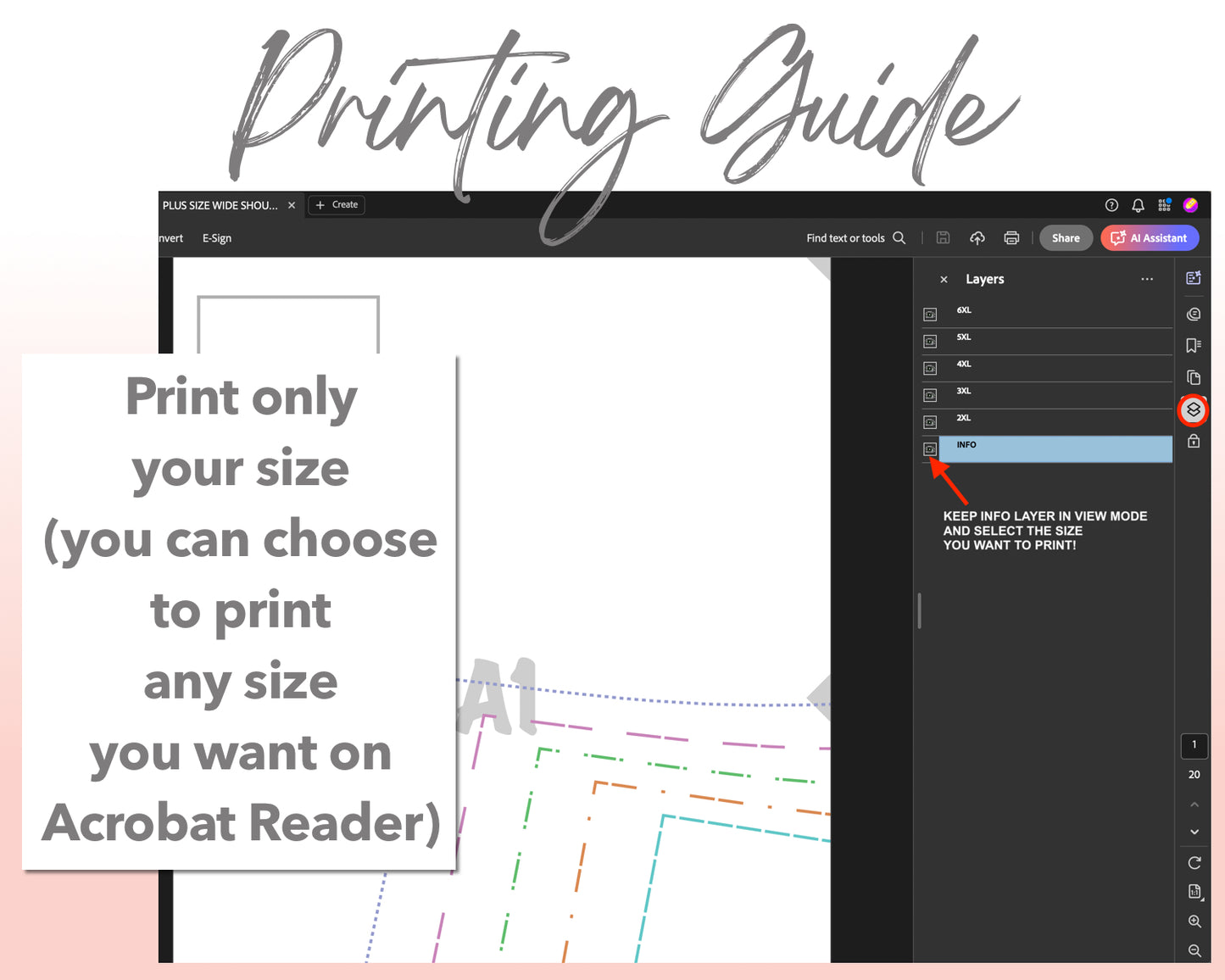 Wide Shoulder Tank Top sewing pattern printing guide.