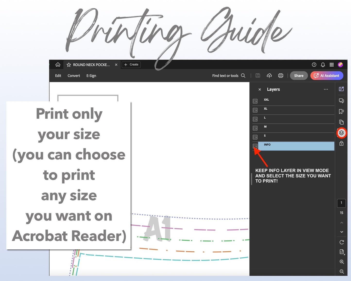 Round Neck Pocket Tank Top sewing pattern printing guide.