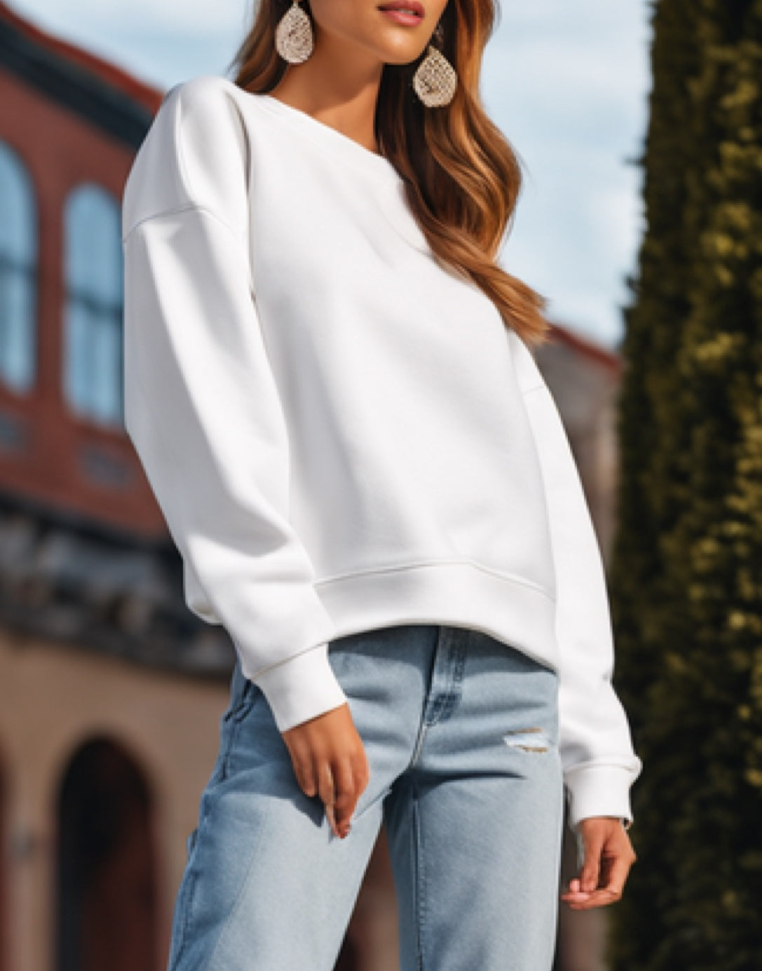 Side view of Trendy Sweatshirt.