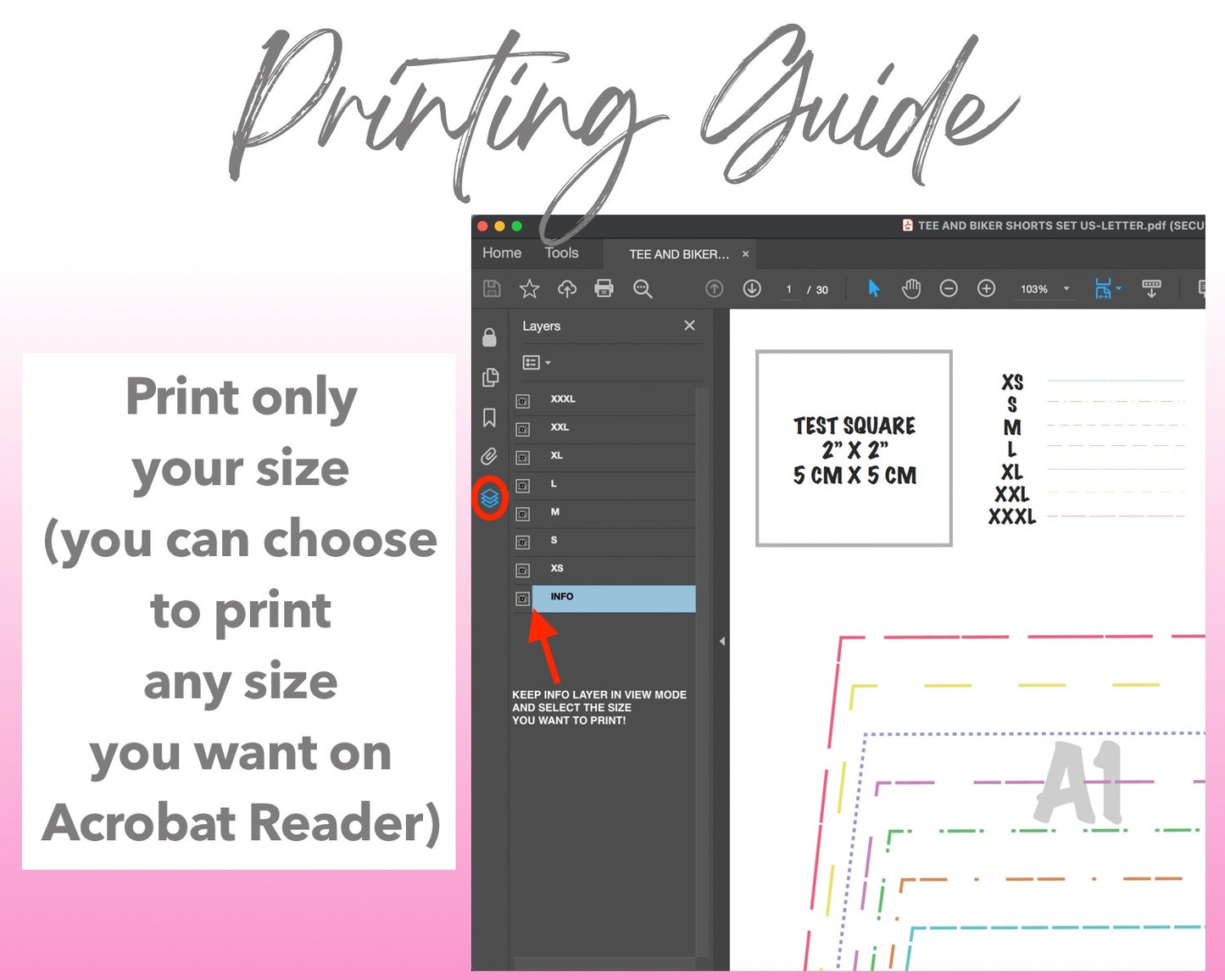 Tee and Biker Shorts Set sewing pattern printing guide.