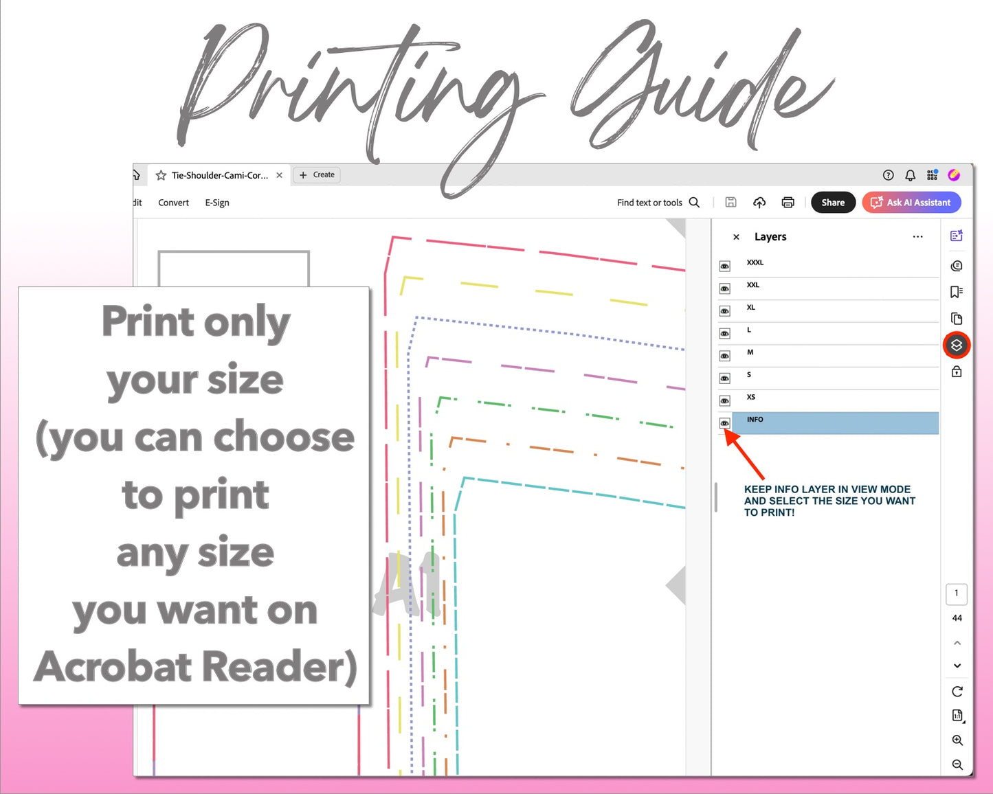 Tie Shoulder Cami Corset Midi Dress sewing pattern printing guide.