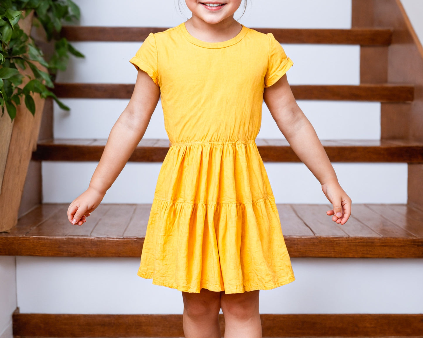 Front view of Girls Ruffle Hem T-Shirt Dress.