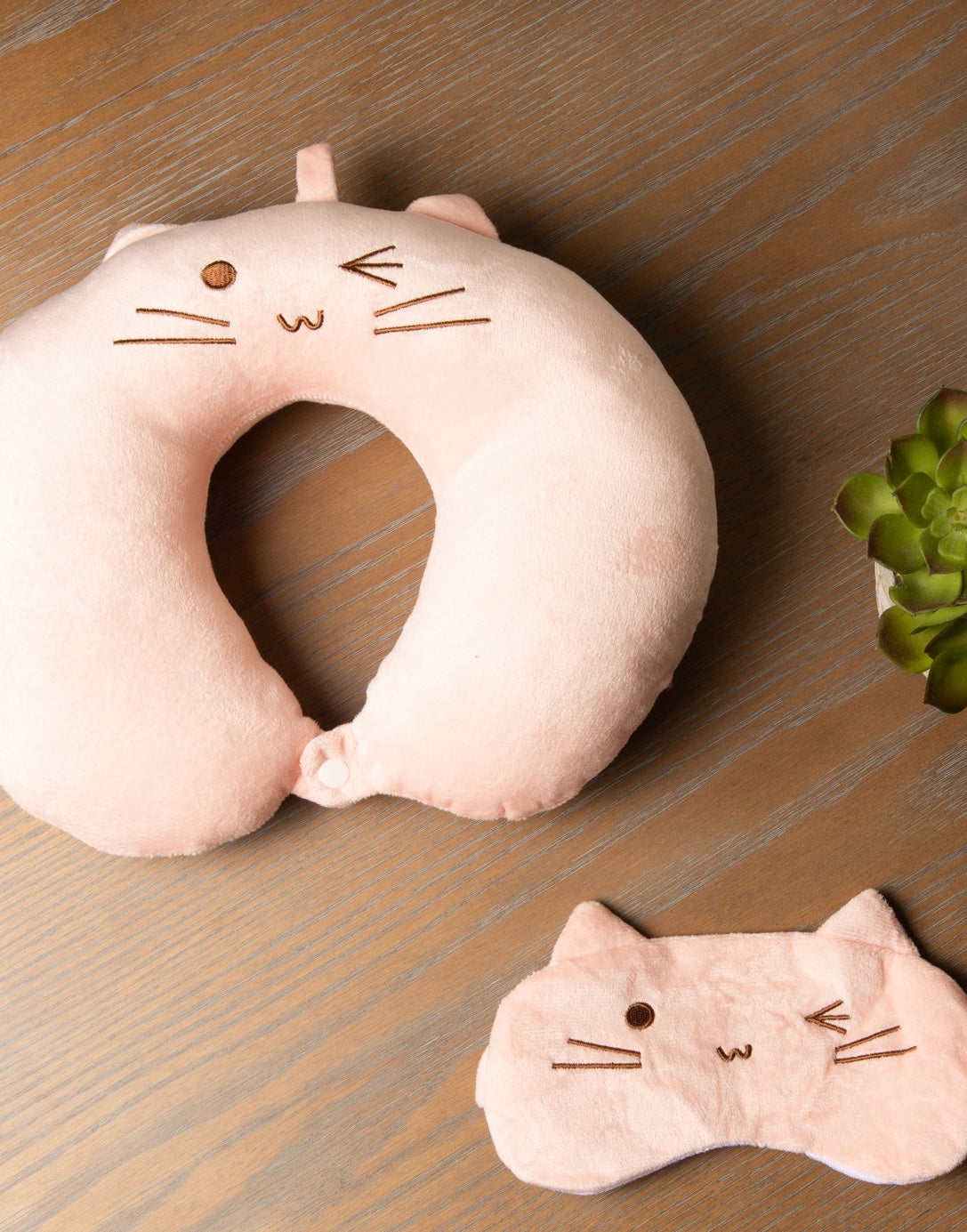 Closeup of Travel Pillow Eye Cover Set.