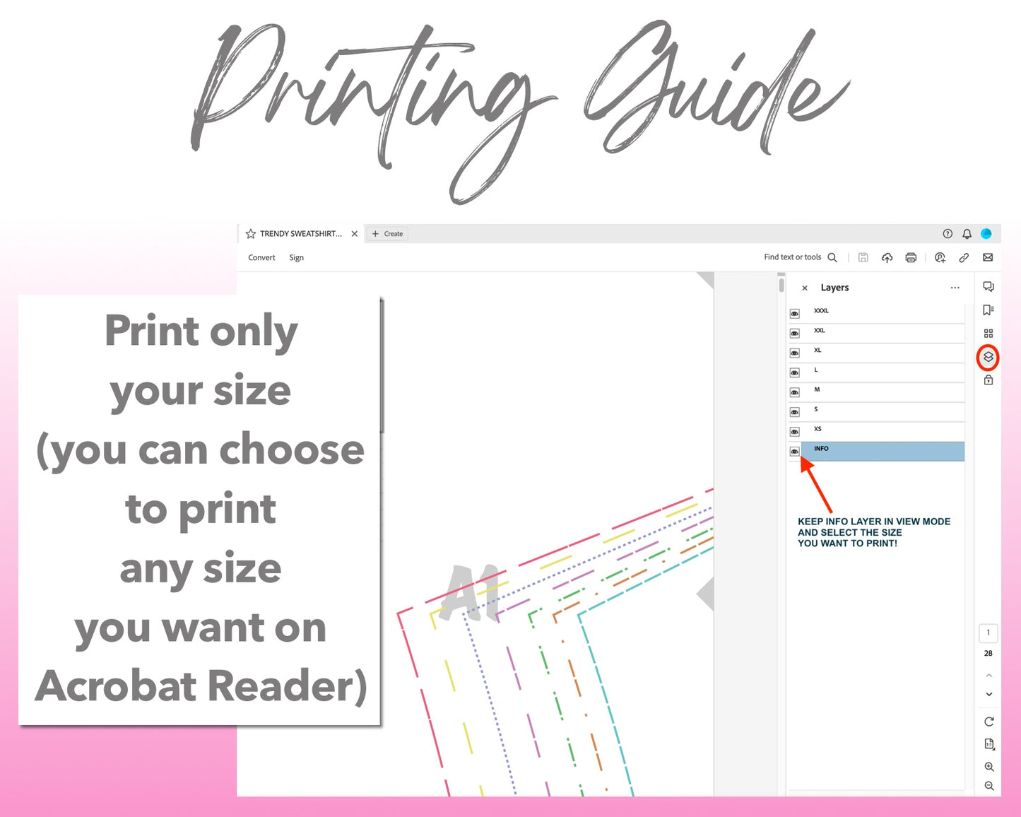 Trendy Sweatshirt sewing pattern printing guide.