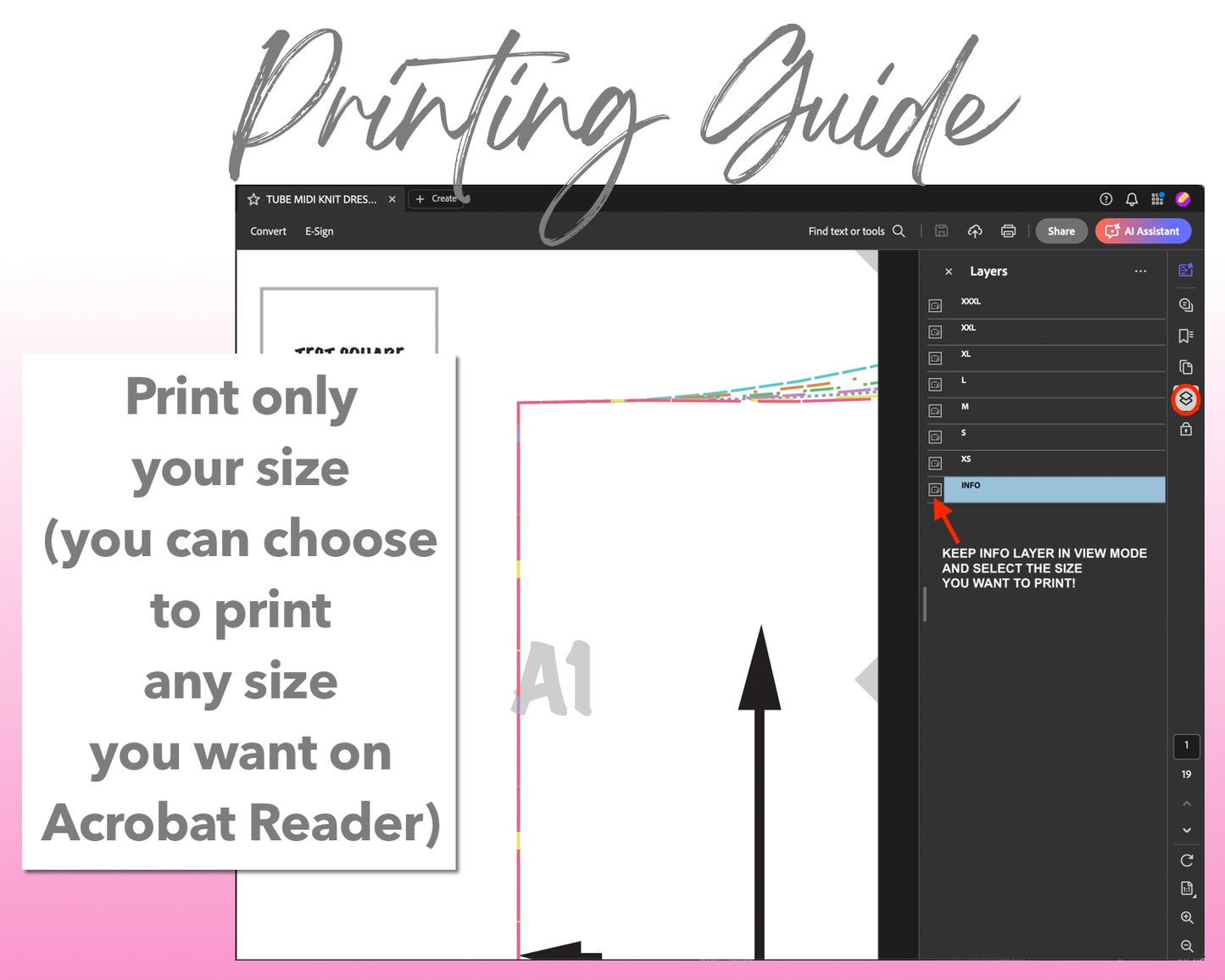 Tube Midi Knit Dress sewing pattern printing guide.