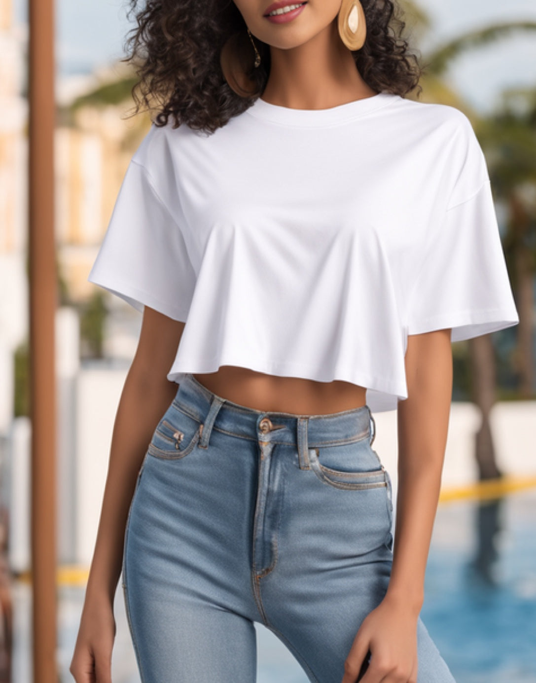 Front view of Twist Back Crop T-Shirt.