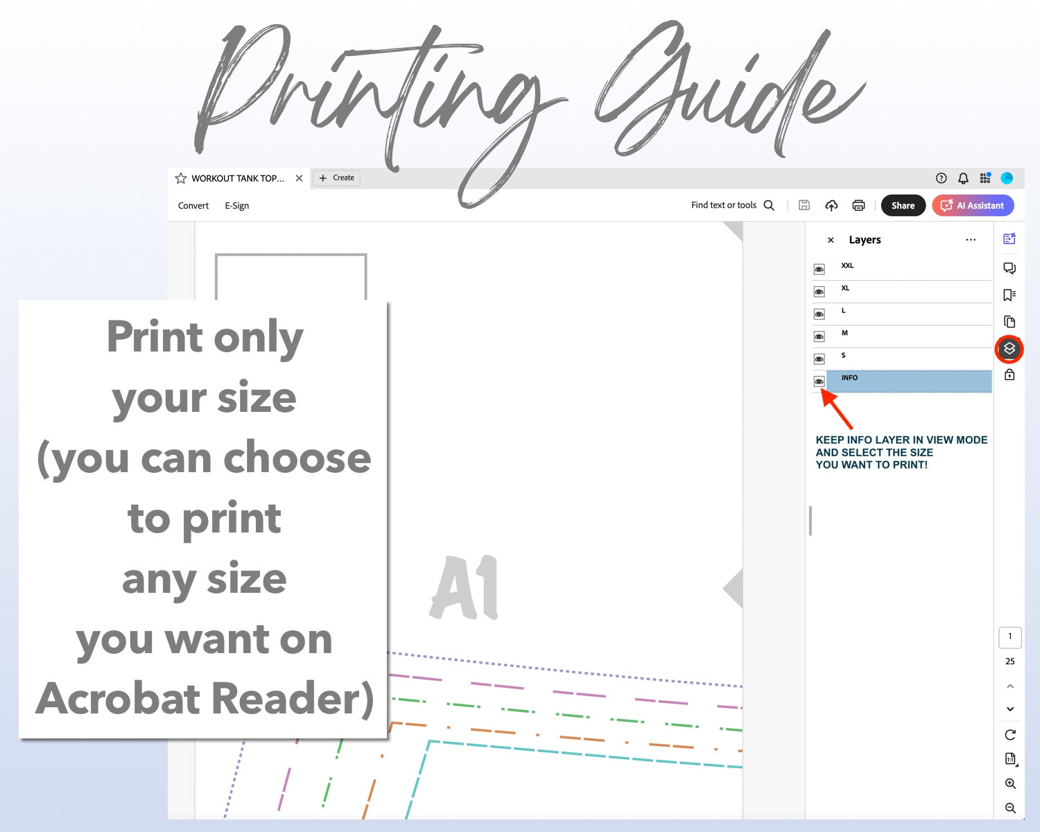 Workout Tank Top sewing pattern printing guide.