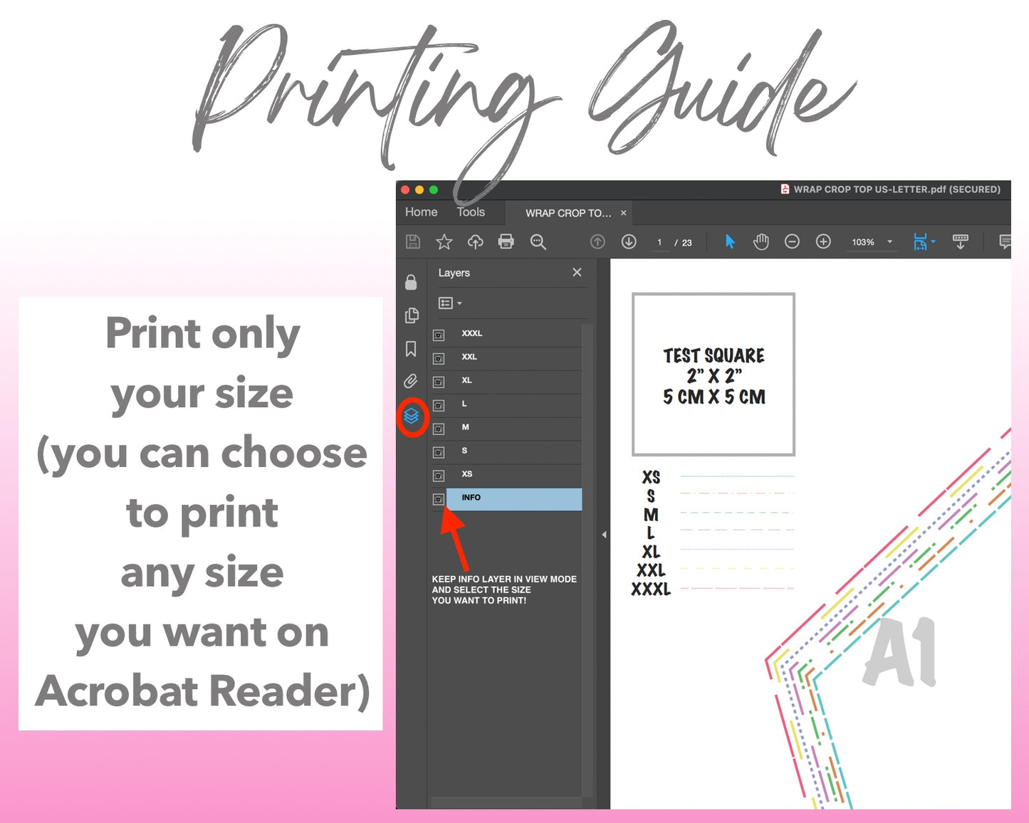 Wrap Crop Top sewing pattern printing guide.